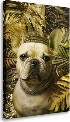 Produktbild von Wandbild Leinwandbild Französische Bulldogge Gold Kunstdruck XXL Wanddeko: 80x120x2cm