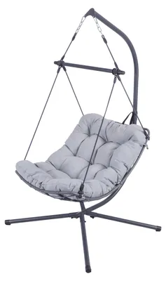 Produktbild von Koll Living Hängesessel Nova | 110 x 101 x 194 cm | Dunkelgrau/Hellgrau | Stahlgestell pulverbeschichtet | UV- und witterungsbeständig