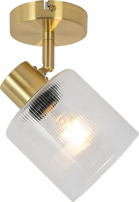 Produktbild von QAZQA - Art Deco Art Deco Deckenstrahler Gold I Messing mit Glas verstellbar – Laura I Wohnzimmer I Schlafzimmer - Rund - LED geeignet E27