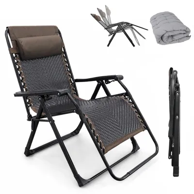 Produktbild von Liegestuhl Klappbar, Gartenliege bis 150 kg, verstellbar Sonnenliege mit dickem Polster & Nackenkissen, Extra Breit, für Balkon, Garten, Strand