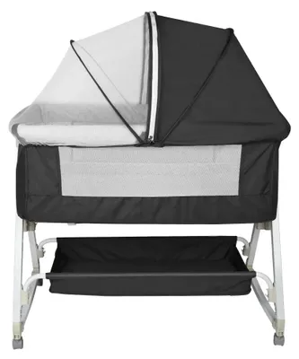 Image de Lit de cododo, hauteur réglable, matelas confortable, couleur noire
