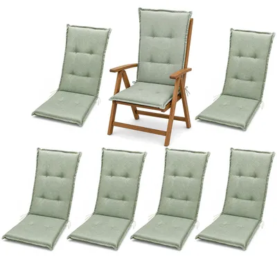 Produktbild von BURI 4x Auflagen Set Hochlehner für Gartenstühle 120x48x7cm Sesselauflagen Polster UV Lichtecht - Gartenstuhlauflagen Stuhlkissen mit Dicker Schaumstoff Füllung (Dunkelgrün)