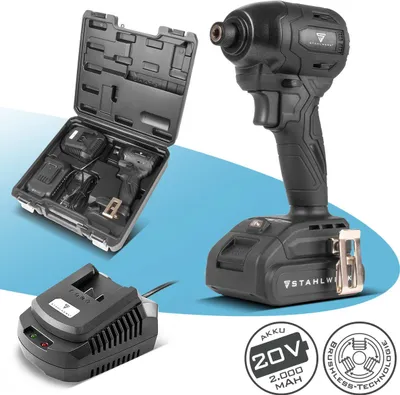 Immagine prodotto di STAHLWERK Avvitatore a impulsi a batteria (ADS-190 ST) - 20 V, 190 Nm, porta bit a cambio rapido da ¼ di pollice per lavori lunghi su legno e decking