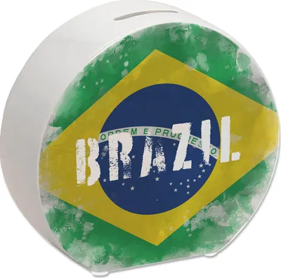 Produktbild von Spardose mit Brasilien-Flagge im Used Look - Sparschwein für Urlauber