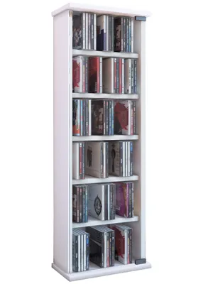 Zdjęcie produktu dla Drewno z półki CD | Oszczędność miejsca szafka CD ze szklanymi drzwiami ESG do 150 płyt CD lub 65 DVD lub 36 filmów | Wymiary: H. 92 x W. 31 x D. 18 cm | Elegancka półka DVD stojąca | Blu ray Regal | Vetro