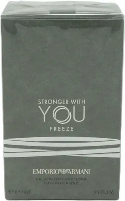 A product box for Giorgio Armani Stronger with You Eau de Toilette Pour Homme Freeze.