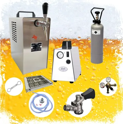 Produktbild von Komplett Set - Zapfanlage JET 30 Bierkoffer, Bierzapfanlage, Durchlaufkühler 1-leitig Trockenkühler, bis zu 35 Liter/h, Zapfkopf: NC Adapter