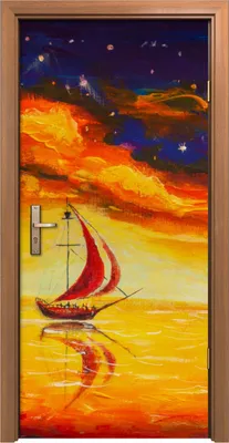 Produktbild von Türposter 90x200 cm Türaufkleber Türtapete Türfolie Klebefolie Laternenfeuer auf der Brücke Schiff