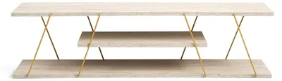 Image de Meuble TV en bois "Canaz" - 120 x 30 x 33 cm - Travertin
