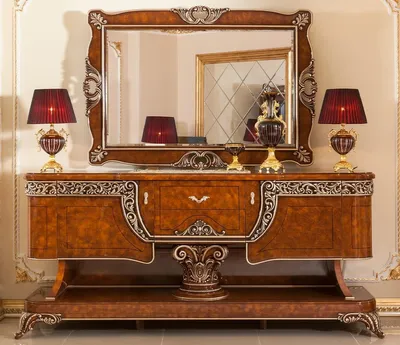 Produktbild von Casa Padrino Luxus Barock Möbel Set Braun / Bronzefarben - 1 Barock Sideboard & 1 Barock Wandspiegel - Handgefertigte Barock Möbel - Edel & Prunkvoll