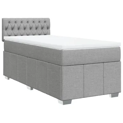 Produktbild von Boxspringbett mit Matratze Hellgrau 90x200 cm Stoff