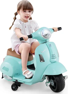 Produktbild von COSTWAY Kinder Motorrad Elektrisch, Vespa 6V Motorrad mit LED-Scheinwerfer&Hupe, 2-2,5 km/h Elektro Kindermotorrad für Kinder 18-36 Monaten Grün