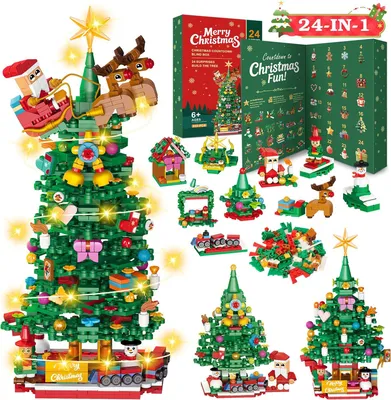 Produktbild von Adventskalender 2026, LED-Weihnachtsbaum, Konstruktionsspielzeug