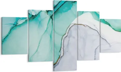 Produktbild von Bild auf Leinwand - Leinwandbild - 5 Teile - Abstraktion Marmor Türkis - 125x70cm - Wand Bild - Wanddeko - Wandbilder - Leinwanddruck - Bilder - Wanddekoration - Leinwand bilder - EA125x70-4553