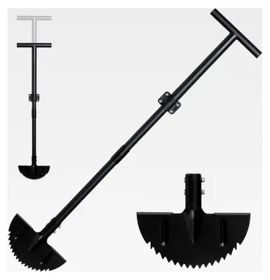 Produktbild von Rasenkantenstecher mit verstellbarem Griff, manueller Kantenschneider schwarz 86-106 cm, scharfer Sägezahn-Halbmond-Rasenschäler für Gehwege, Beete und Gartenkanten