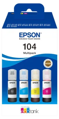 Image de Cartouche Epson EcoTank 104 Multipack Noir Cyan Magenta Jaune C13T00P640