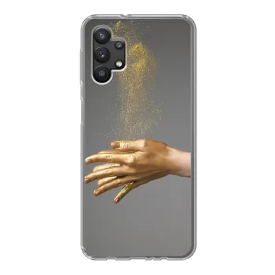 Produktbild von MuchoWow® Handyhülle Schutzhülle Hülle für Samsung Galaxy A32 5G Frau mit goldgefärbten Händen und einer Glitzerwolke Silikon Softcase Handy Hülle - Softcase