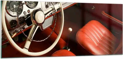 Produktbild von Bilder auf glas - Auto Innenraum Klassisch - 100x40cm - Glasbilder - Wandbilder - Kunstdruck - zum Aufhängen bereit - Wanddekoration aus Glas - Glas Bilder - Wandbild auf Glas - GAB100x40-0149