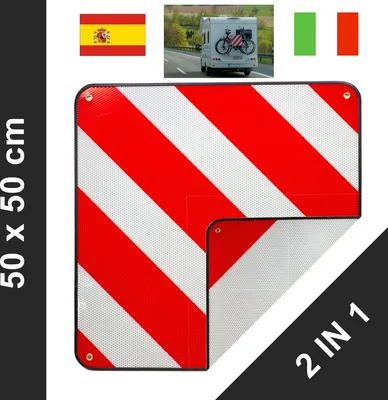 Produktbild von 2 in 1 Warntafel rot/weiß Spanien und Italien 50x50cm