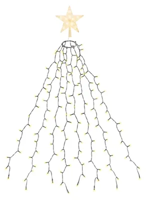 Produktbild von SALCAR 1,5m Weihnachtsbaum Lichterkette mit Ring, 8 Girlanden und Weihnachtsbaumspitze Stern, 210er LED Christbaumbeleuchtung Innen mit 8 Modi, Warmweiß