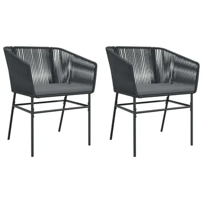 Produktbild von Gartenstühle 2 Stk. mit Kissen Schwarz Poly Rattan