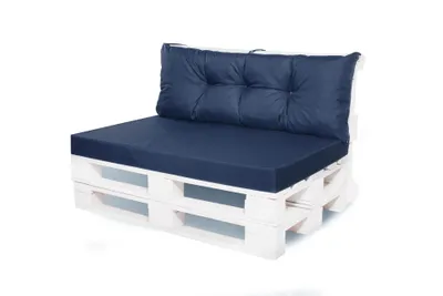 Immagine prodotto di Set di cuscini per pallet 120x60 cuscino di seduta e cuscino di schienale 120x50cm | Cuscino per pallet | Cuscino per pallet blu scuro | Cuscino Euro pallet-mix