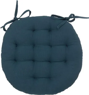 Image de Galette de chaise ronde 38 cm Bleu