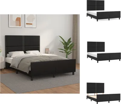 Immagine prodotto di vidaXL Struttura letto con testiera nera 140x200 cm in Pelle finta - Letti e strutture letto
