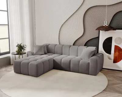 Obrázek produktu pro Rohová sedací souprava 265 cm Napoli - rohová sedací souprava s prémiovou tkaninou, designová sedací souprava, rohová sedací souprava ve tvaru L, levá (šedá - Komodo 21)