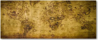 Produktbild von Tulup® Leinwandbild - 125x50 cm - Wandkunst - Drucke auf Leinwand - Leinwanddruck  - Landkarten & Flaggen - Beige - Alte Weltkarte