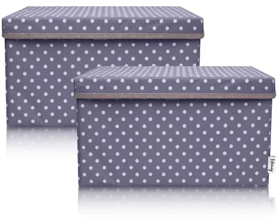 Produktbild von Lifeney 2-Set Aufbewahrungsbox Kinder (37x25x21cm) I Aufbewahrungskorb für Kinderzimmer und Wohnbereich I Kinder Aufbewahrungskiste (Dunkelgrau Punkte)