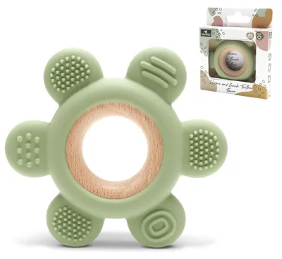 Obrázok produktu pre Lorelli Silicone and Beech Teether FLOWER hryzátko zo silikónu a bukového dreva pre bábätká od 0+ mesiacov BPA free na zúbkovanie