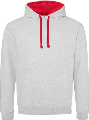 Produktbild von Just Hoods JH003 | Varsity Herren Hoodie / Kaputzenpullover - Farbe: Heather Grey/Fire Red - Größe: L
