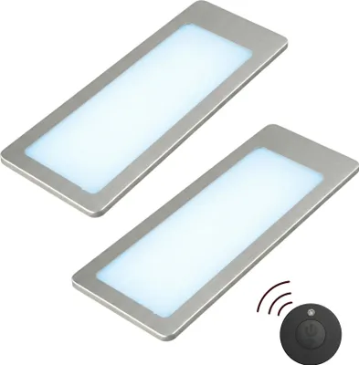 Produktbild von kalb | TooFlatXL Unterbauleuchten 1-4Set Funkschalter 12V Plug&Play Edelstahl 2er Set neutralweiß