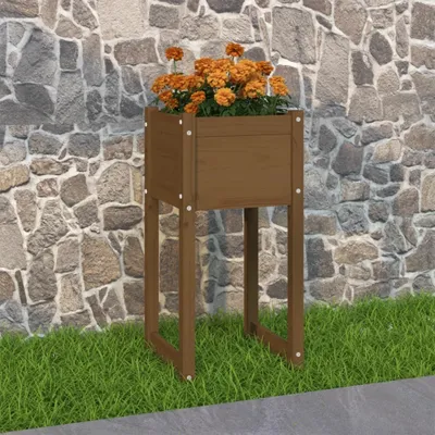 Produktbild von "2026 Promotion" Hochbeet - Pflanzkübel - Honigbraun 40x40x81 cm - Massivholz Kiefer - Beete CC28840