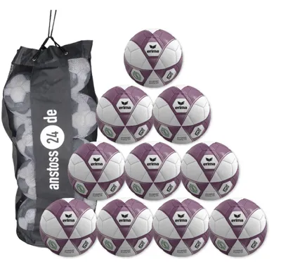 Produktbild von Ballset erima Hybrid Trainingsball 2.0 v26 inkl. Ballsack 10 Bälle burgund/lavender