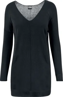 Produktbild von Urban Classics Sweatshirt Damen Ladies Fine Knit Oversize V-Neck Sweater schwarz XXL