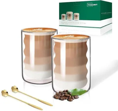 Produktbild von Doppelwandige Kaffee- und Teegläser 400ml mit Löffeln