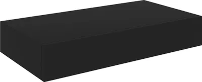 Obrázek produktu pro Plovoucí nástěnná police se zásuvkou černá 48 x 25 x 8 cm
