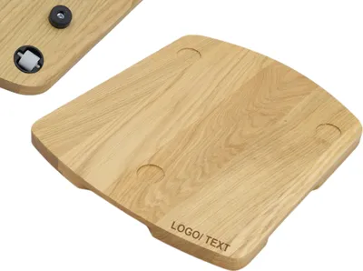 Produktbild von DIE HOLZBRETT AUS EICHENHOLZ FÜR THERMOMIX MIT RÄDERN TM5 TM6 geölt + GRAVUR