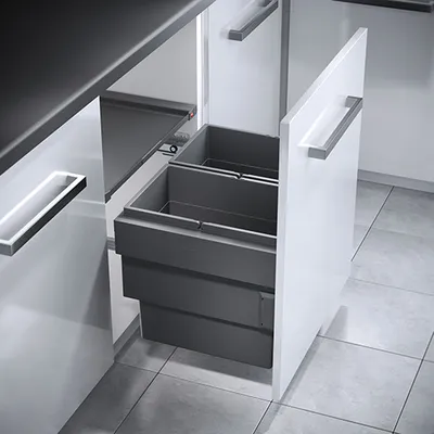 Produktbild von HAILO CARGO SYNCHRO 60, 2 x 28 Ltr, Seitenwandmontage, Vollauszug, abgedeckte Führungsschiene, anthrazit