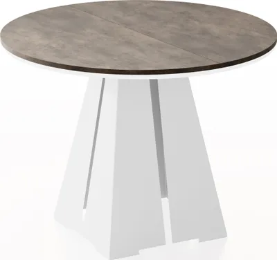 Produktbild von Runder ausziehbarer Esstisch mit weißem Metallgestell - moderner industrieller Tisch für Esszimmer oder Küche - 120 cm bis 200 cm -  EU - Chicago Beton