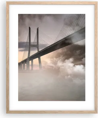 Produktbild von Gerahmtes Poster - Rahmen in heller Eiche - Brücke Nebel Wasser - 40x50 cm - Wand Bild - Wanddeko - Wandbilder - Wandposter - Bilderrahmen - Bilder - Kunstdruck - Wandbild - P2NPA40x50-3525