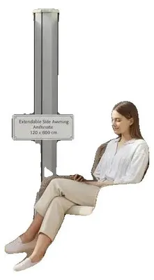 Obrázek produktu pro Boční markýza, rozměry 120 cm x 600 cm, odolná proti UV záření, vodotěsná, hliníkový rám, ocelový rám