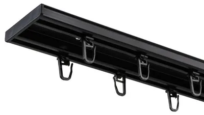 Produktbild von SN DECO - Objektschiene LM Set, 1 läufig schwarz, 400 cm, vorgebohrt, Innenlauf, Vorhangschiene