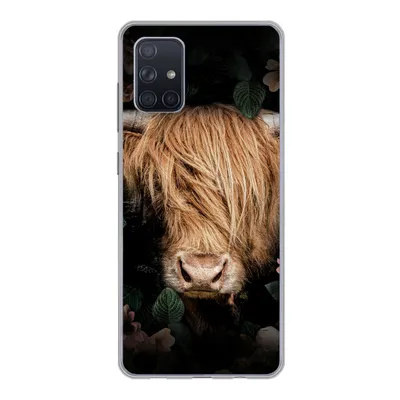 Produktbild von MuchoWow® Handyhülle Schutzhülle Hülle für Samsung Galaxy A51 Schottischer Highlander - Kuh - Blätter Silikon Softcase Handy Hülle - Schutzabdeckung