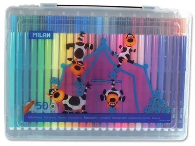 Imagen del producto de Juego de rotuladores Flamastry de 50 colores, en estuche de plástico, marca MILAN