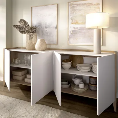 Image de Chanute - Buffet, 40x184x78h cm Blanc, 2 Étagères