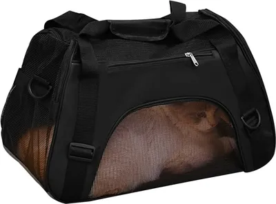 Immagine prodotto di Trasportino per animali domestici - Trasportino da viaggio per cuccioli - Trasporto sicuro - Design traspirante - 53x36x26 cm - Nero
