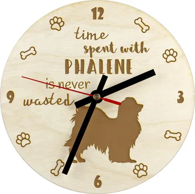 Immagine prodotto di Papillon I - orologio con cane, orologio in legno con incisione, orologio personalizzato Art-Dog